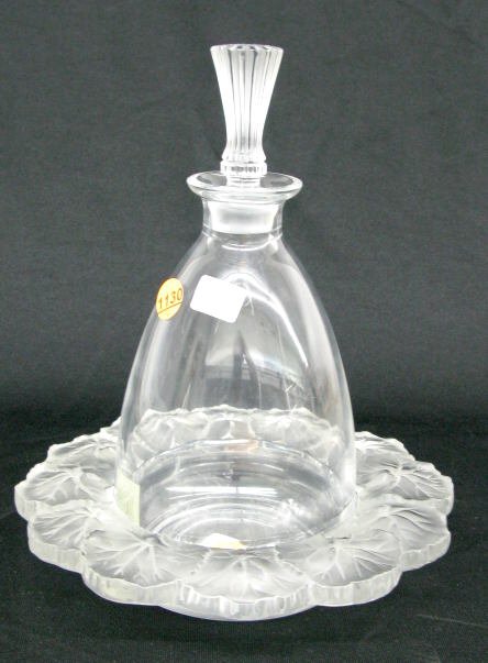 2 Lalique Cristal Items: Bottle & Dish