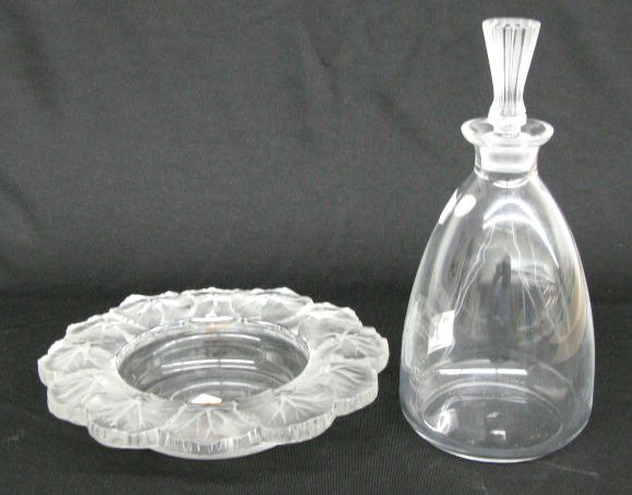 2 Lalique Cristal Items: Bottle & Dish - 2