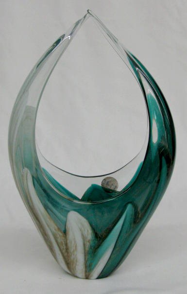 Murano Glass Basket w/Pulled Up Handles