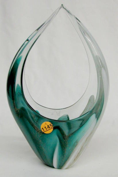Murano Glass Basket w/Pulled Up Handles - 3