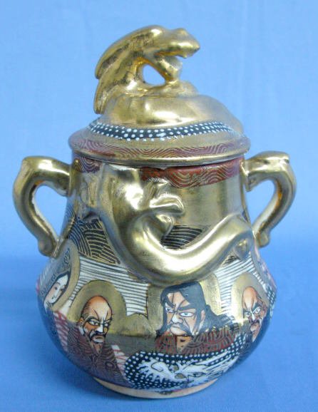Oriental Pottery Tea Set w/Dragon Finials - 5