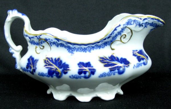 Flow Blue Normandy Gravy Boat & 6 Plates - 2