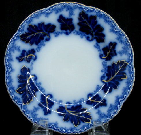 Flow Blue Normandy Gravy Boat & 6 Plates - 4