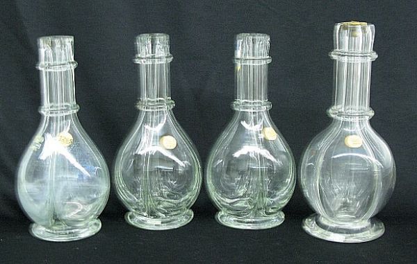 4 Four Section Clear Glass Decanters