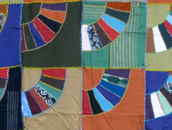 2 Crazy Quilts: Sampler Stitches, Fan Pattern - 3