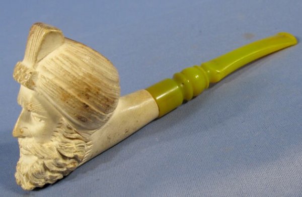 Carved Meerschaum Pipe of Bearded Man - 2