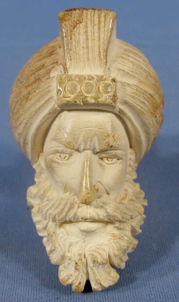 Carved Meerschaum Pipe of Bearded Man - 3