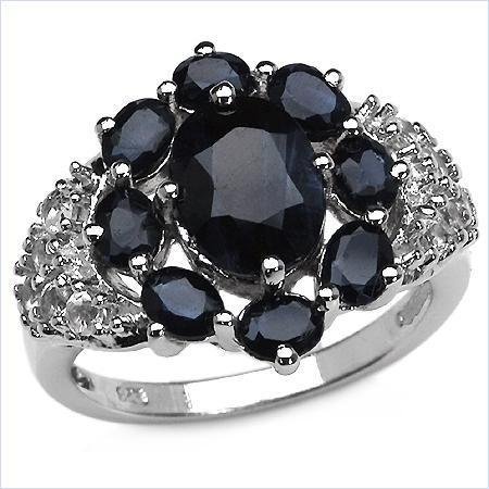 5.00ctw Sapphire & White Topaz Sterling Ring