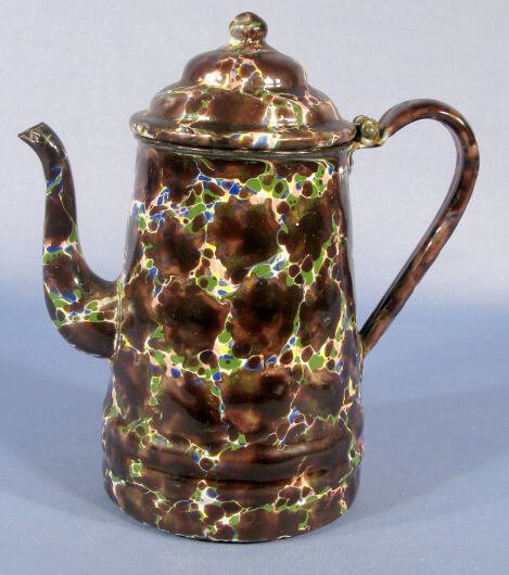 Multi-Colored Graniteware Tea/Coffee Pot