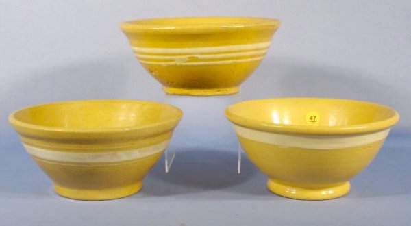 Group of 3 Yellow Ware Mixing Bowls