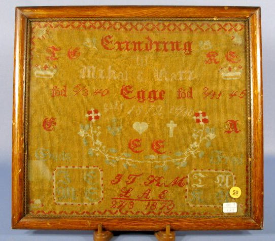 Needlepoint Wedding Memorial Dated 27/3 1879