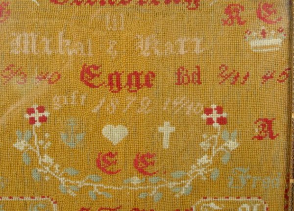 Needlepoint Wedding Memorial Dated 27/3 1879 - 2