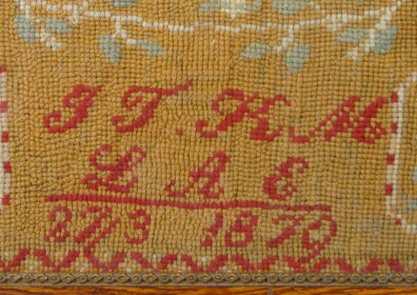 Needlepoint Wedding Memorial Dated 27/3 1879 - 3