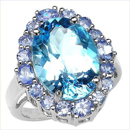 13.64ctw Blue Topaz & Tanzanite Sterling Ring