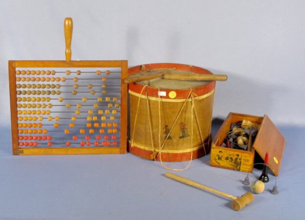 Group of 3 Antique Wood Toy Items
