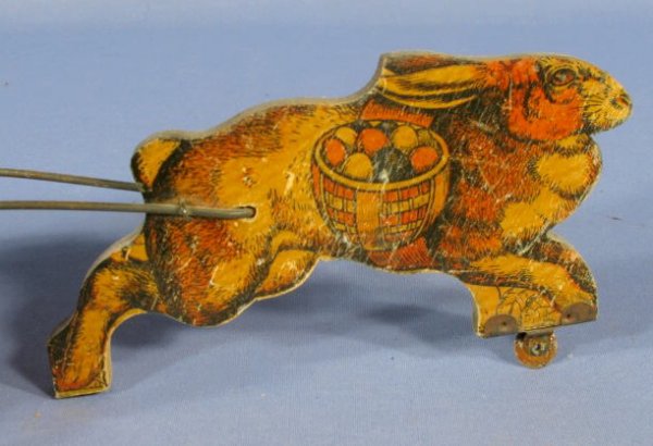 Wood Lithograph "Express" Wagon Toy w/Rabbit - 5