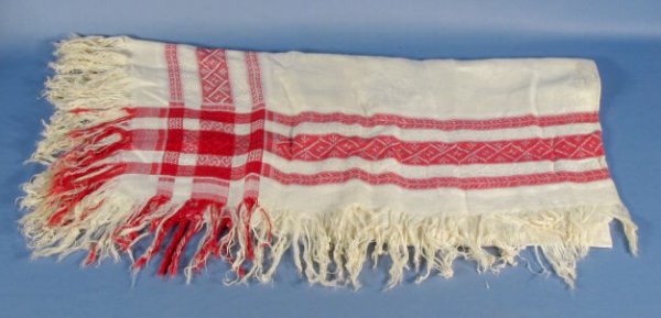 Group of 6 Red/White Woven Table Cloths - 3