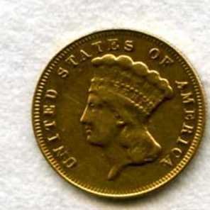 1874 $3 Gold Coin