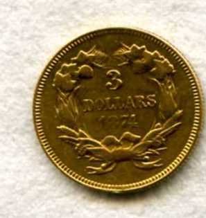 1874 $3 Gold Coin - 2