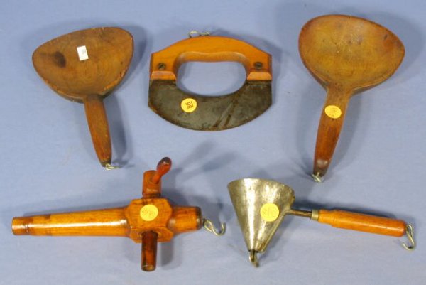 Group of 5 Wood Kitchen Utensils