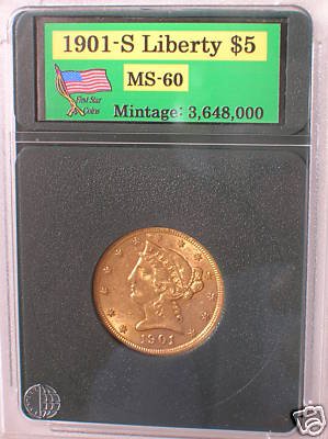 1901 San Francisco Liberty $5 Gold Eagle Coin