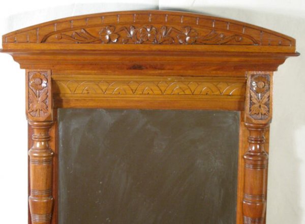 Carved Walnut Hanging Mirror - 2