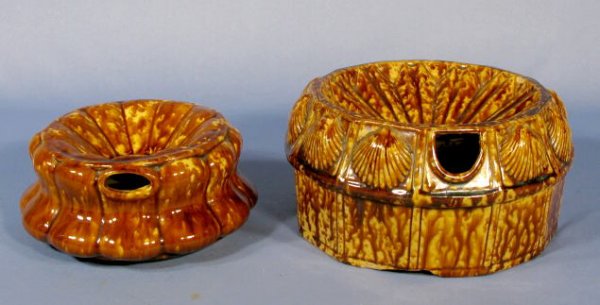 2 Rockingham Glazed Yellow Ware Spittoons