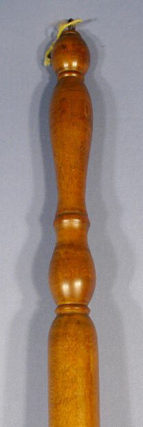 Brass Bed Warmer Pan w/Long Wood Carved Handle - 2