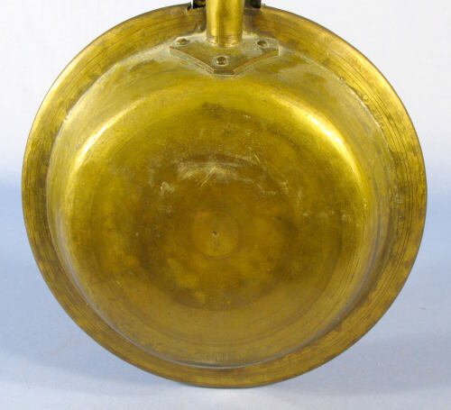 Brass Bed Warmer Pan w/Long Wood Carved Handle - 6