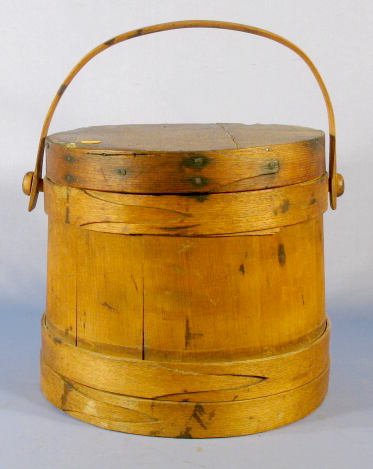 Large Banded Maple Sugar Bucket w/Lid