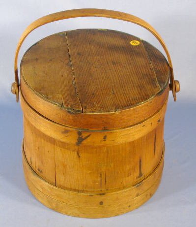 Large Banded Maple Sugar Bucket w/Lid - 2