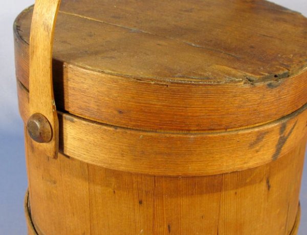 Large Banded Maple Sugar Bucket w/Lid - 3