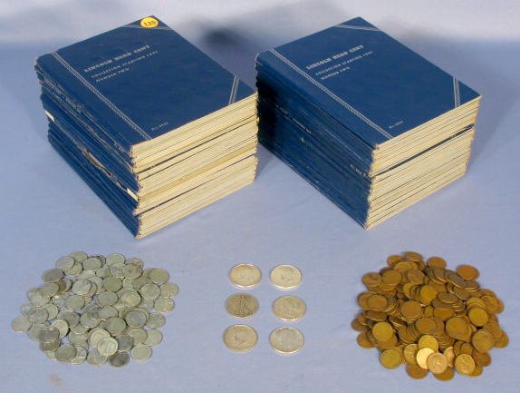Over 2000 Pennies & 6 Silver Half Dollars