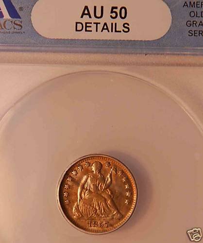 1857 Seated Liberty Half Dime AU50 AU-50