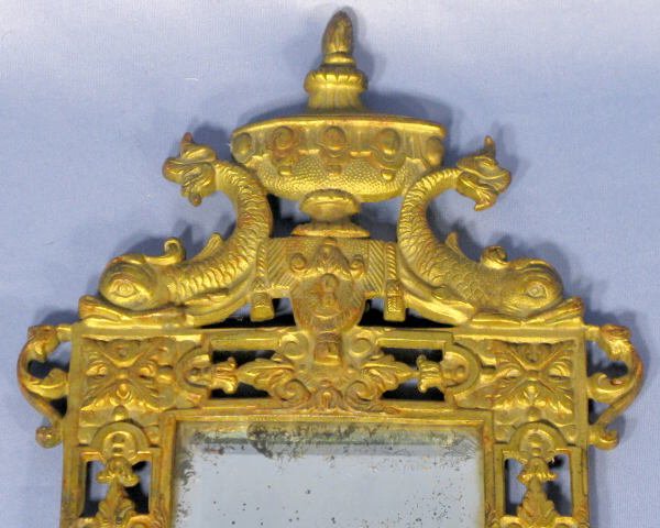 Pair Antique Brass Mirrored Wall Sconces - 2