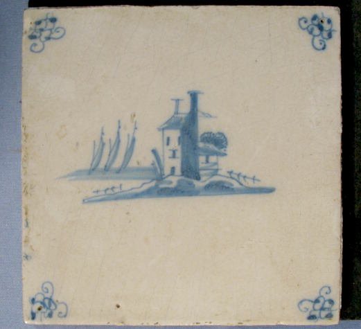 6 Delft Style Tiles on Board - 2