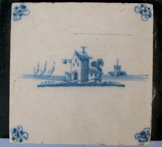 6 Delft Style Tiles on Board - 3
