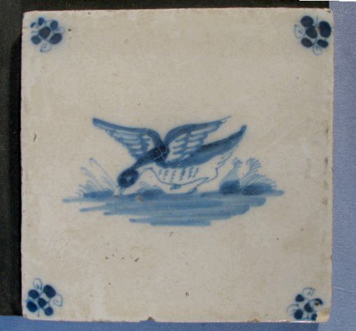 6 Delft Style Tiles on Board - 4