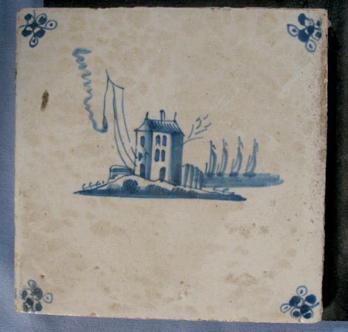 6 Delft Style Tiles on Board - 5