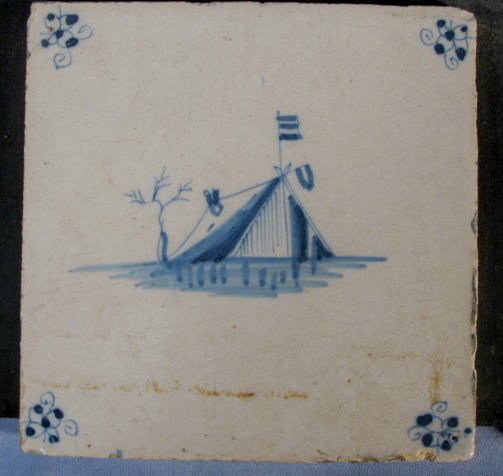 6 Delft Style Tiles on Board - 6