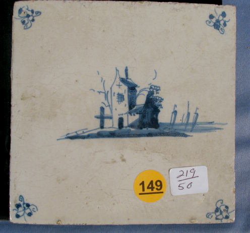 6 Delft Style Tiles on Board - 7