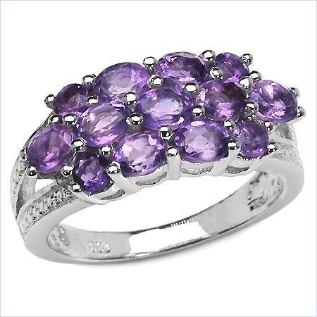 3.55ctw Amethyst Sterling Silver Flower Ring
