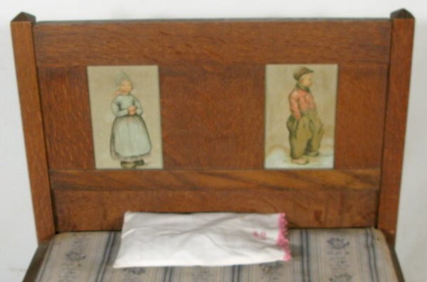 Fine Oak Doll Bed w/Dutch Boy & Girl - 3