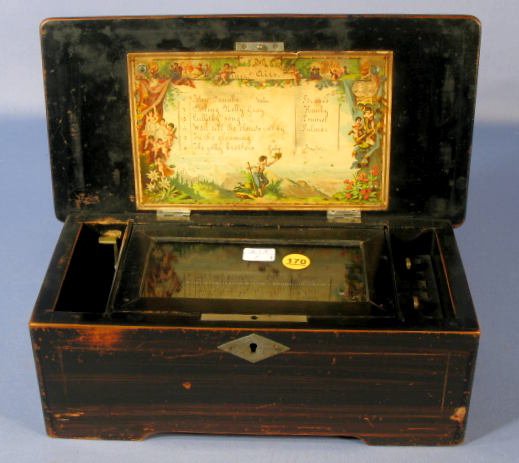 6 Tune Airs Swiss Music Box, 4 1/2" Cylinder Roll - 3