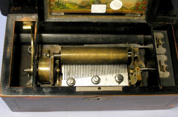 6 Tune Airs Swiss Music Box, 4 1/2" Cylinder Roll - 5