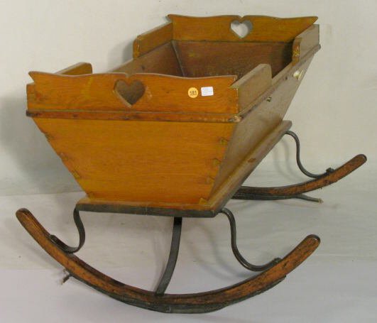 Wood Carved Cradle w/Cut Heart Design - 2