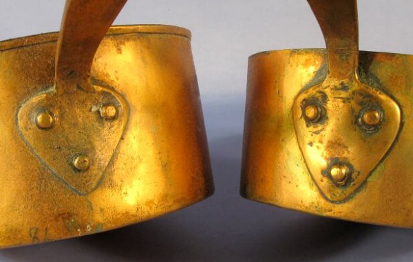 Pair of Copper Over Brass Graduated Cooking Pots - 2