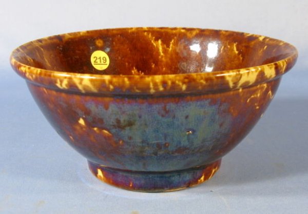 2 Rockingham Glazed Yellow Ware Mixing Bowls - 2