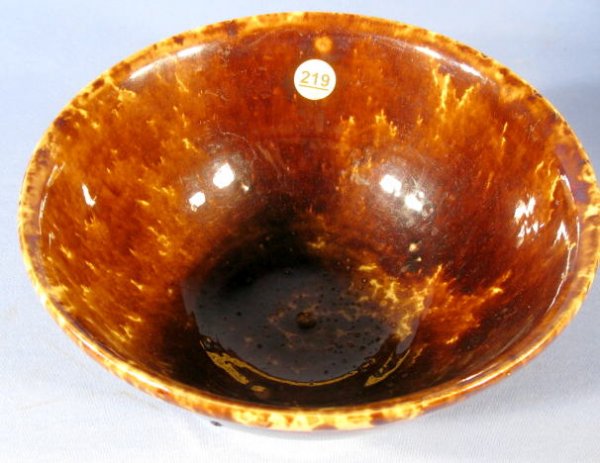 2 Rockingham Glazed Yellow Ware Mixing Bowls - 3