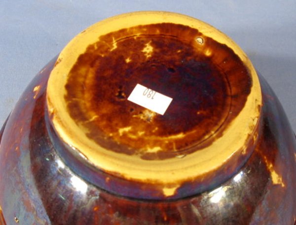 2 Rockingham Glazed Yellow Ware Mixing Bowls - 4
